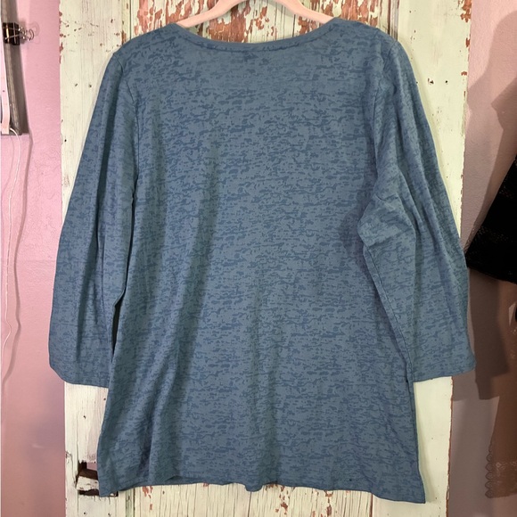 Women’s J. Jill blue 3/4 sleeve top - Picture 2 of 6